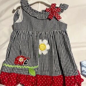 Charming Black and Red Gingham Kids Dress